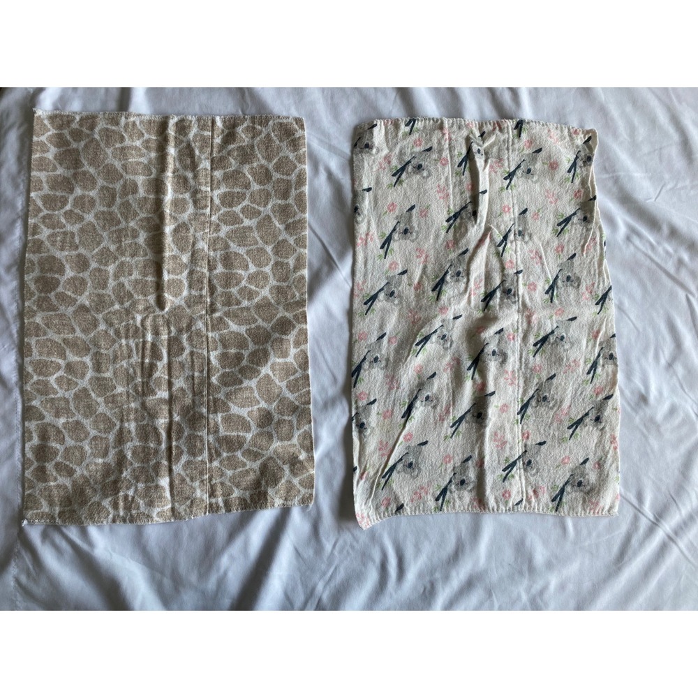 Cloud Island Unisex Koala Giraffe Print CUTE Burp Cloths Size OS Tan White